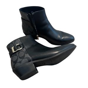 Coach black and gray logo booties